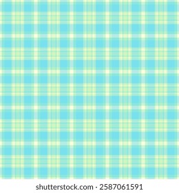 Mat tartan seamless pattern, template fabric background texture. Editable plaid textile vector check in cyan and light colors palette.