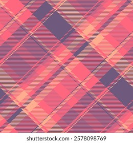 Mat textile pattern seamless, cowboy texture background plaid. Thread tartan fabric vector check in red and pastel colors palette.