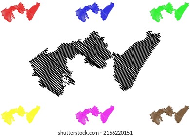 Mata de Sao Joao municipality (Bahia state, Municipalities of Brazil, Federative Republic of Brazil) map vector illustration, scribble sketch Mata de Sao Joao map