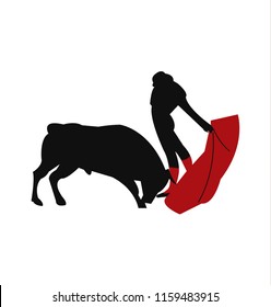 Matador and bull silhouette