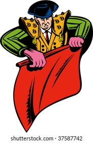 Matador or bullfighter with red cape