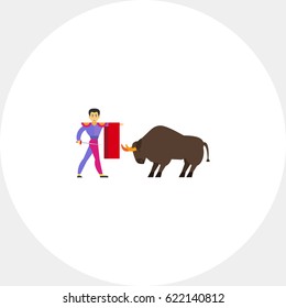 Matador fighting against bull icon
