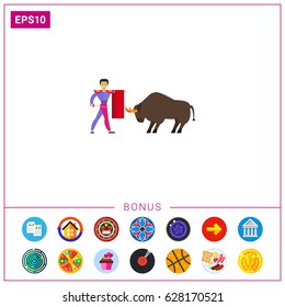 Matador fighting against bull icon
