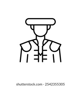 Matador icon. Simple icon representing a traditional Spanish bullfighter (matador), ideal for social media, app, and web design. Vector illustration