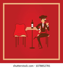 Matador relaxed drinking wine. Corrida de toros. bullfighting. Vector illustration