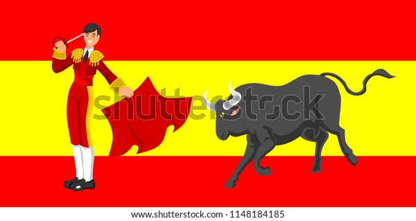 Matador Waving Red Cloth Bullfighting On Stock Vector Royalty Free