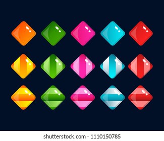 Match 3 puzzle game elements. Glossiest and eye-popping candy set in the store! Contains super vibrant unique 2d vector images of candies in different colors. Super cute power ups.