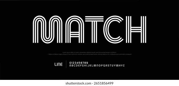 Match Abstract minimalist line logo alphabet fonts. Typography urban sana serif digital fashion future creative logos fonts. vector illustration
