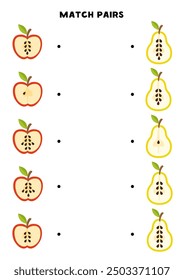Passen Sie Apfel- und Birnensamen an. Logisches und mathematisches Puzzle für Kinder.