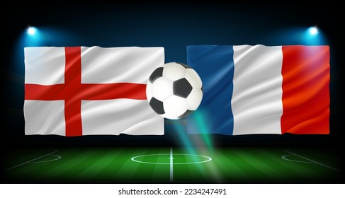 Match between England and France teams. 3d vector concept