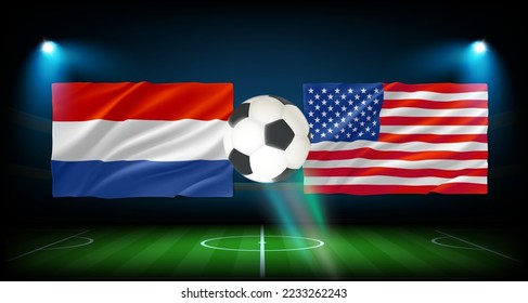 Match between USA and Netherland team. 3d vector concept