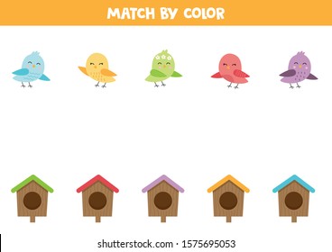 Match birds and birdhouses by color.