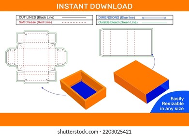 Match box, drawer sleeve gift box dieline template and 3D render file