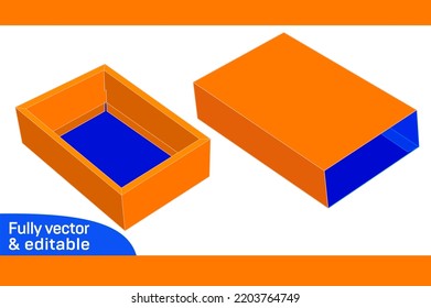 Match box, drawer sleeve gift box dieline template and 3D render file