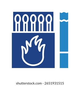 Match Box dual tone blue color icon, mini illustration for relaxation, party, pubs and bars UI, UX kit, app and web development, digital or print.