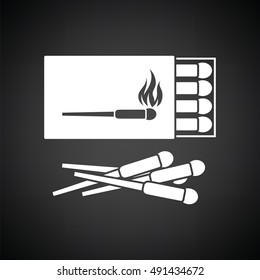 Match box  icon. Black background with white. Vector illustration.