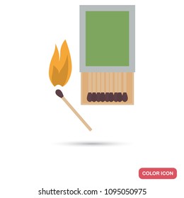 A match box and a lighted match color flat icon