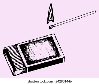  match and a box of matches, vector