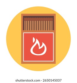 Match box matchstick matchbox stick queimar fogo fogo conceito. Ilustração de design gráfico plano vetorial