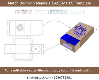 Match Box Style Mandala Dieline Template in Storage Box