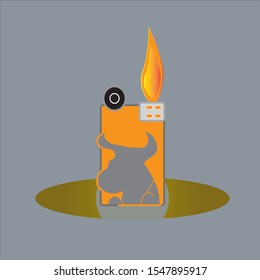 Match bull fire shadow  O