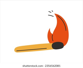 The match is burning. Vector illustration cartoon style isolated on white background.