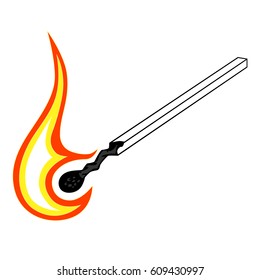match is burning vektor illustration, burning match, lighted match, flame vector tribal. Flame tattoo design tribal sketch. Fire vector tattoo.  