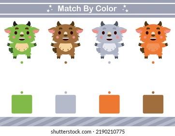 Match by color of animal Educational game for kindergarten Matching game for kids