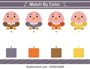 Match by color of animal Educational game for kindergarten Matching game for kids