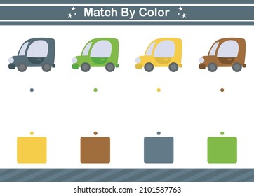 Match by color Educational game for kindergarten and preschool.Matching game worksheet for kids