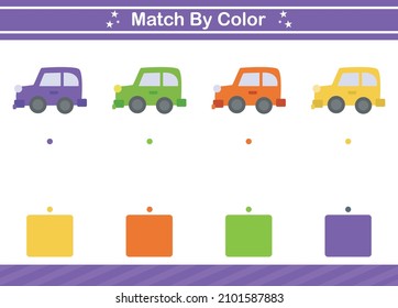 Match by color Educational game for kindergarten and preschool.Matching game worksheet for kids