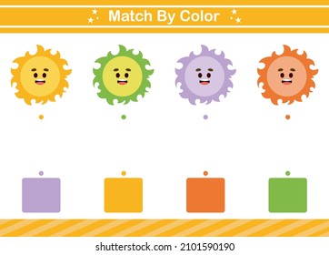 Match by color Educational game for kindergarten and preschool.Matching game worksheet for kids