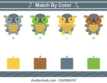 Match by color Educational game for kindergarten and preschool.Matching game worksheet for kids
