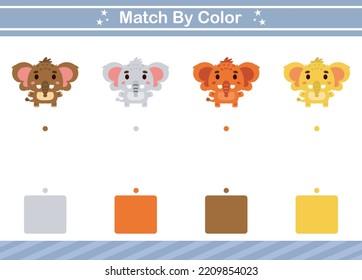 Coincidir por color Juego educativo para niños de kindergarten y preescolar Hoja de trabajo de juego de correspondencia para niños