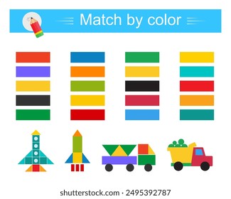 Match by color. Educational game for children. Preschool worksheet activity. 