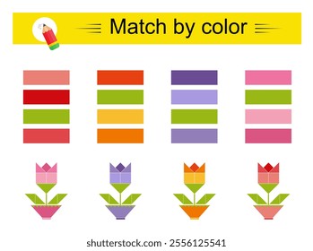 Match by color. Educational game for children. Preschool worksheet activity. 