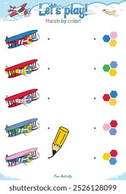 Match by color fun logic game for kid activities air theme. Perfect for preschool learning materials, math activities, or fun printables designed to improve counting and observation skills.