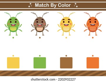 Match by color of insect Educational game for kindergarten Matching game for kids