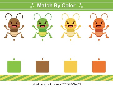 Match by color of insect Educational game for kindergarten Matching game for kids