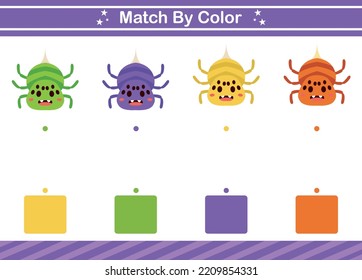 Match by color of insect Educational game for kindergarten Matching game for kids