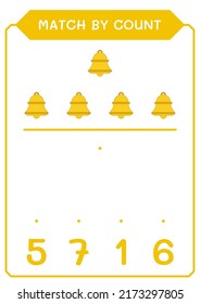 Match by count of Bell, game for children. Vector illustration, printable worksheet