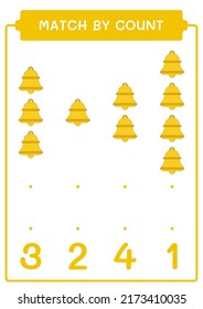 Match by count of Bell, game for children. Vector illustration, printable worksheet