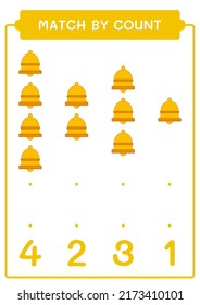 Match by count of Bell, game for children. Vector illustration, printable worksheet