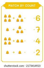 Match by count of Bell, game for children. Vector illustration, printable worksheet