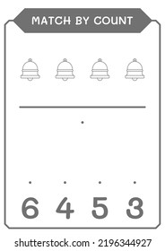 Match by count of Bell, game for children. Vector illustration, printable worksheet