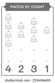 Match by count of Bell, game for children. Vector illustration, printable worksheet