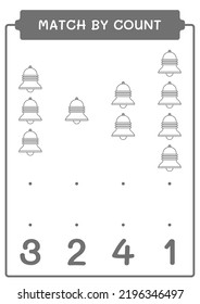 Match by count of Bell, game for children. Vector illustration, printable worksheet