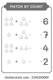 Match by count of Bell, game for children. Vector illustration, printable worksheet