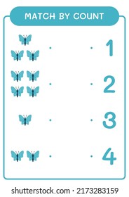 Match by count of Butterfly, game for children. Vector illustration, printable worksheet