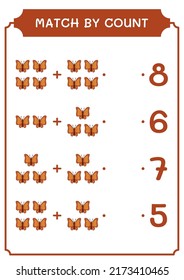 Match by count of Butterfly, game for children. Vector illustration, printable worksheet
